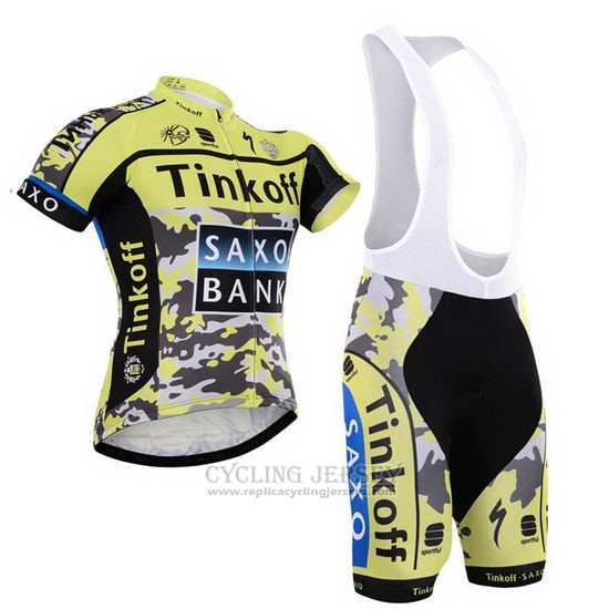 2015 Cycling Jersey Tinkoff Saxo Bank Black and Yellow Short Sleeve and Bib Short